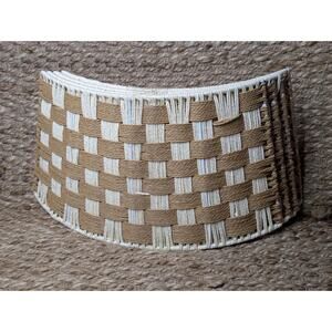 Christmas Tree Collar Skirt Woven Wicker Brown White 27” Boho Holiday Rustic